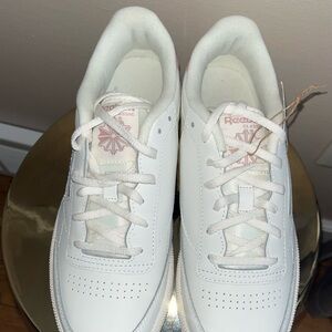 Reebok Classic White and Pink Sneakers